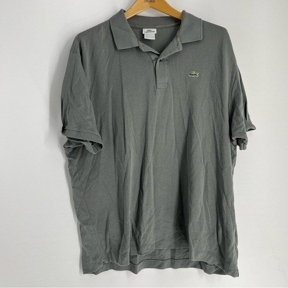 Lacoste Shirt Mens 8 Grey Green Polo Crocodile Short Sleeve 100% Cotton Collared - Picture 1 of 9
